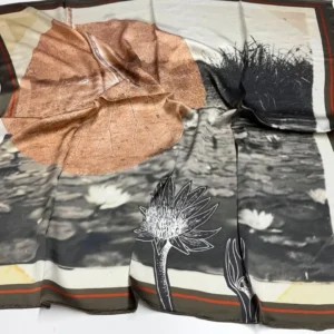 Waterlily Design Silk Scarf